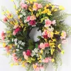 Decorative Flowers Spring Wreaths Mother's Day Carnation Door Ring Floral Hoop Wreath