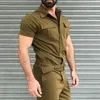 Herren Trainingsanzüge Herren Cargohose Hemd Overall Sommer Herren Kurzarm Lange Hose Overall Strampler mit Taschen Lässig Schlank Streetwear 230506