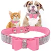 Dog Collars Bling Rhinestone Leather & Cat Collar Sparkly Crystal Diamonds Studded For Small Medium Large Dogs A4K9