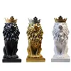 Obiekty dekoracyjne figurki żywiczne Lion Statua Korona Lwy Rzeźbia Rzeźba Figurina Streszczenie Ation Strona główna Nordic Model Ornaments 230508