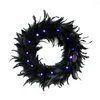 Decorative Flowers Nice-looking Artificial Wreath Compact Halloween Exquisite Eye-catching 15-Inch Cocktail Feathers Front Door