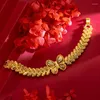 Gliederarmbänder echte 24 Karat Goldfarbe verdickte Blätter mit Blumenarmband für Frauen Kette 15n vergoldetes Brautschmuck-Geschenk