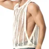 Hommes débardeurs hommes sans manches sous-vêtements Sexy maille pure creux gilet voir à travers résille t-shirt Muscle Tee Singlet 230506