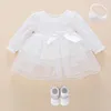 Vestidos de menina nascidos roupas de bebê vestido vestido de batismo branco vestido de batizado para bebê renda vestido bebe tobe bapteme 3 6 9 meses 230508