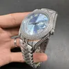 Populano orologio da diamanti ghiacciato maschile con diamanti di diamanti della custodia più azzurra azzurro Diamudee Dimensione della fascia da 41 mm Orologi movimenti automatici