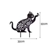 Garden Decorations Outdoor Kitten Acrylic Statue Peg 2d Figure Ground Insert Decor For Yard Gift Manor Lawn Black Decoration F8w8