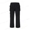 Men's Pants Multi-pockets Straight Flare Pants Mens High Street Elastic Waist Solid Loose Casual Cargo Pants Hip Hop Baggy Trousers T230508