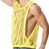 Hommes débardeurs hommes sans manches sous-vêtements Sexy maille pure creux gilet voir à travers résille t-shirt Muscle Tee Singlet 230506