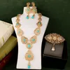 Pendant Necklaces Water Drop Earring Set for Women Morocco Wedding Green Gold Plated Bridal Jewelry Sets Bijoux 230506