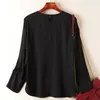 Damskie bluzki w stylu chińskim koszule dla kobiet eleganckie dla kobiet czarna koszula solidne topy Prawdziwa jedwabna bluzka bluzka luźna