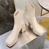 Dress Shoes Big Size Fashion enkel Chelsea laarzen voor vrouwen vrouwelijke schoenen 2022 herfst vierkant teen pompen hakken westerse dames moderne korte laarzen