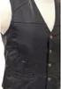 Gilet da uomo Gilet da motociclista in pelle nera di alta qualità Gilet da uomo Patchwork in pelle di pecora