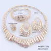 Italy Gold Plated Jewelry Sets For Women Dubai Jewelry Gold Color Necklace Earrings Bracelet Ring Set Wedding Party Gift