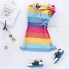 Kız elbiseler pudcoco çocuk bebek kız kız yaz kolsuz gökkuşağı çizgili elbise kıyafet güneş kıyafetleri 230508