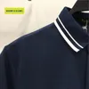 Men's Polos 2023 Summer Clothing Business Casual Jade Silk Navy Blue Simple Lapel Shirt