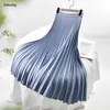 Skirts Women's High-Quality Pleated Skirt with Chiffon Liner High Waist Side Zipper Twill Long Skirts For Women Autumn SK946 230508