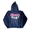 Felpe con cappuccio Felpe da uomo 2023 Navy Blue Sp5der Atlanta Uomo Donna Rosa Young Thug Spider Hip Hop 555555 Felpa Star Pullover