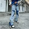 Herren Jeans Fashion Stars Hip Hop Jeans Kontrastfarben Patchwork Gerade Jeans Hosen Herren Retro Zerrissene Übergroße Lässige Jeanshose Z0508