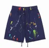 2024 Shorts pour hommes Galeries de marques de mode américaines Départements Peints à la main Splash Printing Pur coton Terry Shorts Fog High Street Pantalons décontractés à 5 points