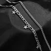 Hanger kettingen pentagram heren hiphop metalen ketting eenvoudige stijl dubbele laag choker ketting korte mannen sieraden