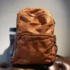 Sacs d'extérieur Fait à la main en cuir épais hommes sac à dos grande capacité sacs à dos de voyage en plein air sac pour ordinateur portable rétro sacs à bandoulière en cuir marron café P230508