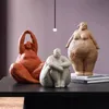 Decorative Objects Figurines NORTHEUINS Resin Fat Lady Statues Modern Character Figurines for Interior Decorative Yoga Sculpture Loft Gift 230508