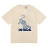 2023 Rhudes T Shirt Designer dla mężczyzn damskie t-shirty modna koszulka z literami w stylu Casual, letnia koszulka z krótkim rękawem koszule odzież damska