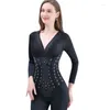 Shapers feminino mais fino Shapewear Bodysuits para o corpo do corpo elástico feminino Treinador de cintura lisa com mangas compridas