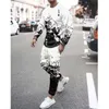 Chándales para hombres Chándal de primavera Impresión 3D vintage Naipes Pantalones de jogging casuales de 2 piezas Traje Hombre Ropa de calle O Cuello Ropa deportiva para hombres 230508