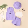 SetsSuits Fashion Kids 4 Pcs Clothes Set With Hat Baby Girl Suit Pin Outfits For Spring And Summer 230508