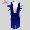 Stage Wear Latin Dance Dress Illustration Feather Style With Flash Diamond Sling Tassle Skirt Tango Adult Professional Clothing