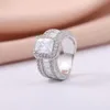 Anneaux de mariage UFOORO carré promesse couleur argent bijoux grande taille 7 8 9 blanc rose cubique Zircon femmes bague de fiançailles cadeaux