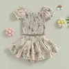 Ensembles de vêtements Mababy 9m-3y Toddler Baby Baby Kids Girls Girls Vêtements d'été Tops Floral Tops Ruffles Jirts D06
