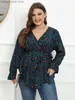 Женские блузкие рубашки Finjani Plus Size Tops 2022 Повседневные свободные V-образные женские блузки Высококачественные полиэфирные футболки.