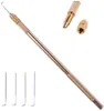 Tools 4 Pieces Ventilating Needles + 1 Brass Bracket for Lace Wig Making Kit