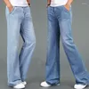 Dżinsy mężczyźni Summer cienki duży rozmiar mikrobłaski spodnie męskie szerokie nogi luźne spodnie więcej rozmiarów 27-32 33 34
