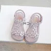 Sandálias de verão novas crianças meninas sandálias moda casual bebê flor princesa sapatos crianças fundo plano antiderrapante sapatos de praia