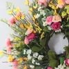 Decorative Flowers Spring Wreaths Mother's Day Carnation Door Ring Floral Hoop Wreath