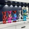 Decorative Objects Figurines Nordic Home Decoration Creative Electroplating Ceramic Bear Sculpture for Interior Light Luxury Living Room 230508