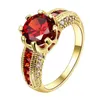 Solitaire Ring Soild 18K Yellow Gold Princess Ruby Wedding Engagement Rings for Women Fashion Fine Jewelry Rose Gold Christmas Gifts 230508