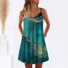 Casual Dresses Independence Day för kvinnors amerikanska 4 juli tryckt Boho sundress ärmlös rak mini sommarklänning kvinnor