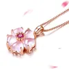 Pendant Necklaces CAOSHI Korean Style Pink Heart Shape Flower Necklace For Women Romantic Neck Jewelry Party Daily Collocation Accessories