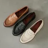 Abendschuhe Loafer mit niedrigem Absatz Damen Leder Britischer Stil mit Absatz Retro