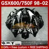 Кузов для SUZUKI GSXF750 GSXF600 KATANA GSXF 600 750 CC 600CC 750CC 1998 1999 2000 2001 2002 169No.31 GSX750F GSXF-600 GSXF-750 GSX600F 98 99 00 01 02 Пламя обтекателя серебристый