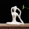 Statuette decorative Figurina in ceramica nordica Ragazza di yoga Posa Statua Decorazioni per la casa Kawaii Carattere astratto Scultura artistica Decorazione del desktop