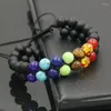 Strand 7 Chakra Double Layer Row Bracelet Twine Braid Adjustable For Women Men Turquoise Lava Rock Beads Heal Jewelry