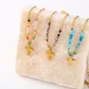 Anhänger Halsketten Vintage Boho Kreuz Halskette 14 Karat vergoldeter Edelstahl für Frauen Reis Perlenkette weibliche Schmuck Geschenke