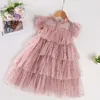 Robes de fille Petites filles robes d'été paillettes Tulle enfants anniversaire fête de mariage robe de princesse 3 6 8 ans élégant enfants vêtements décontractés 230508