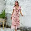 Ubranie etniczne Eleganckie sukienki imprezowe Kobiety z dekoltem w dekolcie Pędr Peachwork Design Ruffle Big Sewing Dress Africa Lace Long Vestidos 2023