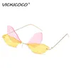 Zonnebril Dragonfly Rimless Women 2023 Fashion Ultralight Frameless Steampunk -bril Kleurrijke Sunshade UV400